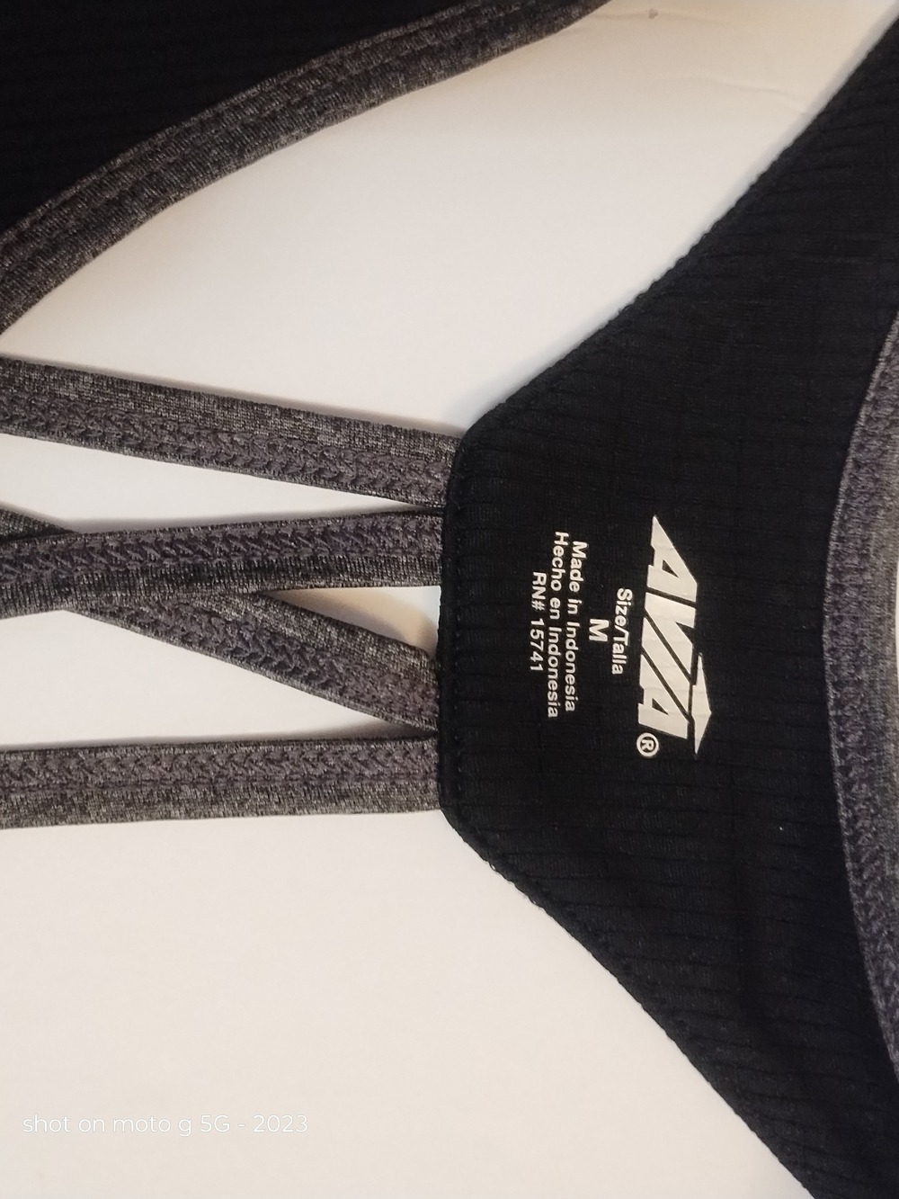 Avia Black Charcoal Heather Racer Back Sports Bralette Medium - Picture 3 of 5